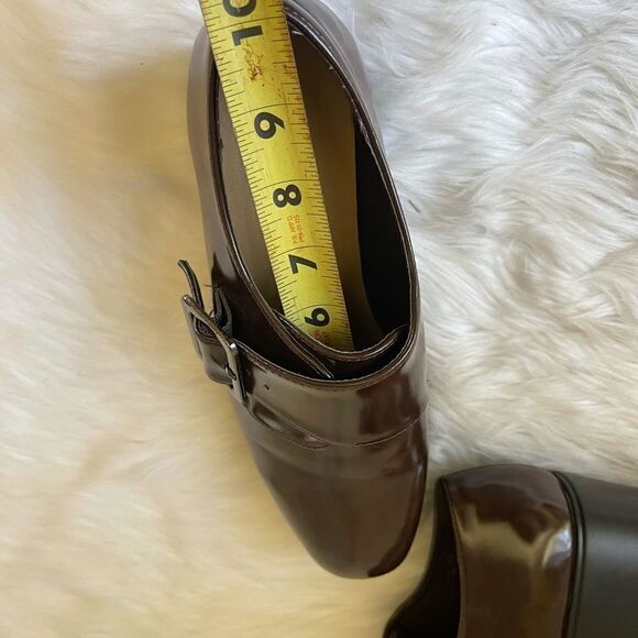 Herstyle Rosaliba Brown patent platform 2”block heels shoes side buckle … - Picture 13 of 13